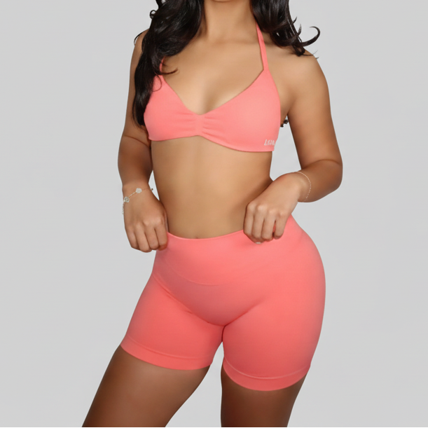 Professional model on grey background